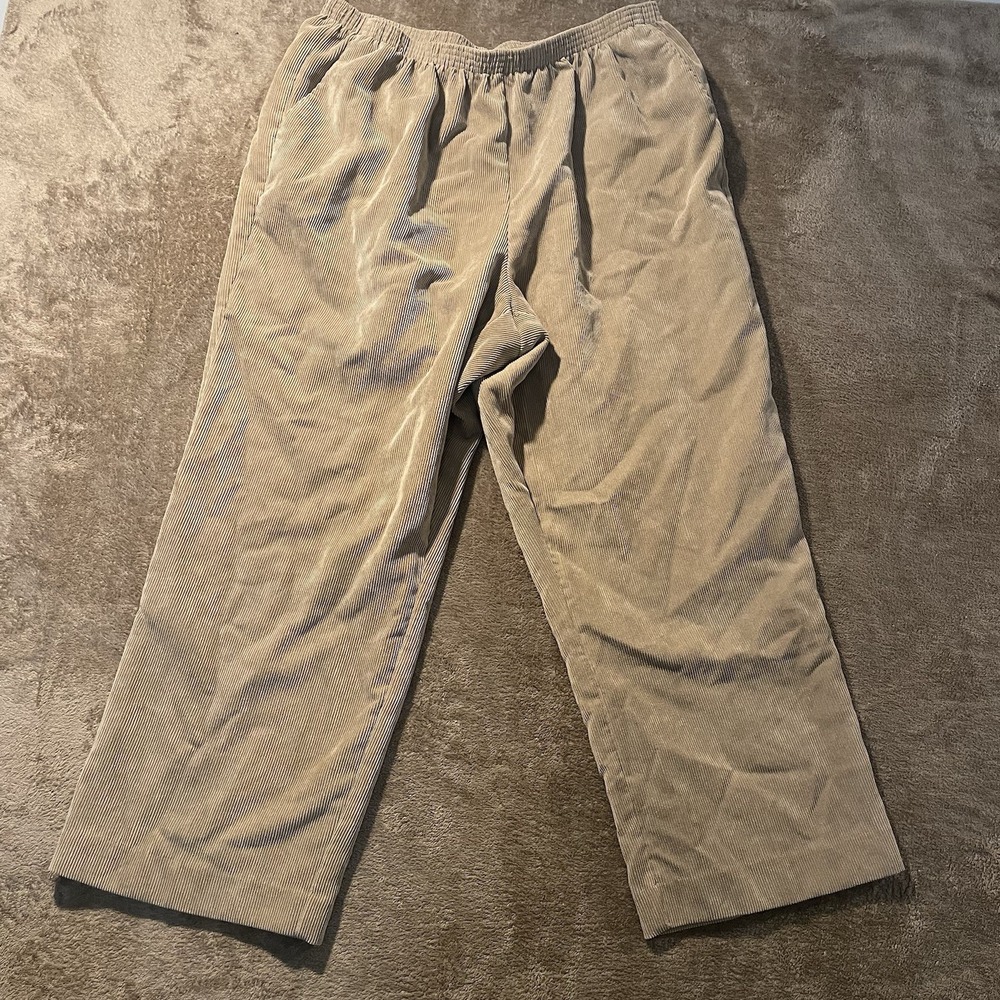 Alfred Dinner Pants Womens 20W Plus Corduroy Pull On Beige Pockets Stretch